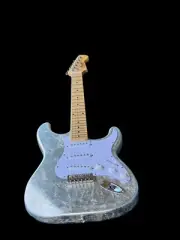 CUSTOM 6 STRING SILVER LEAF CUSTOM CLAMPTON STRAT VINTAGE STYLE ELECTRIC GUITAR