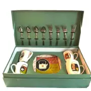 Sakura Confections 16 Piece Entertainment Set Plates Mugs Spoons Forks + Box MIB