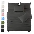 2000TC 4PCS Flat Fitted Sheet Set Pillowcase Single/Double/Queen/King Bed Bed AU