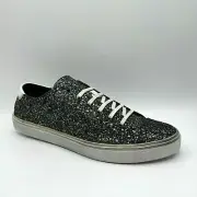 Saint Laurent Bedford Men's Black/Green Glitter Canvas Sneaker 528173 3155