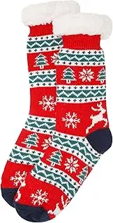 [Undercover] Ladies Soft Sherpa Lined Fairisle Winter Cosy Slipper Socks with Grips