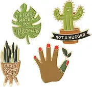[WESIEVYA] Adorable Plant Brooch Pins Set 4pcs Alloy Brooch Pin for Diy Clothing Accessories Random Style