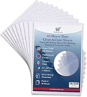 Acetate Sheets Clear Heavy Duty Acetate Sheet 240 Micron Extra Thick Plastic PVC Sheets Transparent Cover Clear Plastic Sheeting for Protective Binding Covers Etching Stencils Crafts (A3-10 Sheets)
