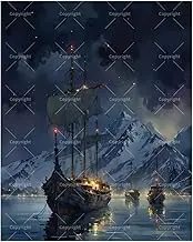 TAOPAOLAB Marine Fleet Paint by Numbers Kit for Adults - DIY Sailing Ships at Dusk Painting on Canvas 16x20In, Acrylic Paint Set, Suitable for Beginners, Adventure Art for Home Decoration or Gifts
