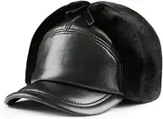 KJIASDFE Winter Genuine Leather Bomber Hat for Man Woman Cold Outdoor Ear-Cap Warm Ride Motocycling Sporting,D-XXL