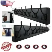 10 Hook Wall-Mount Coat Rack Set - Rustic Heavy Duty Storage for Entryways