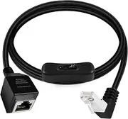 tunghey UP Angle Cat6 Ethernet Patch Cable Switch On/Off RJ45 Male to Female High Speed Internet Network Cable LAN with Disconnect Switch 1m (UP)