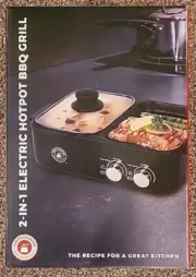 Chef's Counter 2-in-1 Hotpot Electric BBQ Grill New In Box Model CC-1688-BK