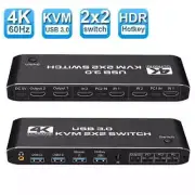 2x2 KVM Switch 4K 60Hz Dual Monitor KVM Extended Display USB KVM Switcher 2 in 2