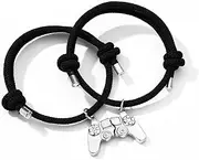 [LPYO] 2Pcs Game Controller Bracelets for Boys Girls Fashion Red And Black Matching Adjustable Rope Couples Bracelets Console Handle Pendant for Couple Best Friends Punk Vintage Bracelets Friendship
