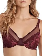 [Bali] One Smooth U Lace Minimizer Bra for Women 38C, Nightfire Red, 38C