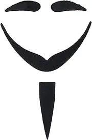 Black Stick On Mustache Self Adhesive Fake Beard Funny Cosplay Costume Accessories