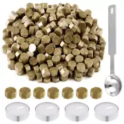 500 Pcs Octagon Sealing Wax Beads Bronze Wax Seal Beads with 4 Pcs Tea Candles a