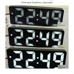 ins風簡約風格 LED鏡面數字鬧鐘 靜音智能電子鐘錶 (8.3折)