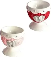 CIYODO 2Pcs European Style Ceramic Egg Cups Breakfast Egg Holder Stand for Boiled Eggs Appetizers Stylish Home Tableware Housewarming Special Occasions