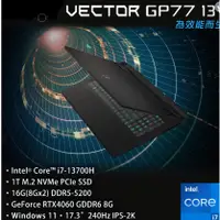 在飛比找蝦皮購物優惠-【MSI 微星】 Vector GP77 13VF-038T