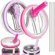 2 Pack 40oz Tumbler Detachable Flip Straw Lid for Stanley Cup Accessory, Lids for Stanley Cups, Leak Proof Lids with Stanley Cup, Accessories Compatible with Stanley Cups Cover (Rose Red + Purple)