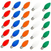 25 Pack C9 Christmas Light Bulbs, C9 Ceramic Incandescent Multicolor