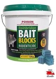 Bainbridge 10kg Quick Kill Single Feed Rat Mouse Rodent Bait Blocks Poison