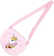 [GAROZATION] Unicorn Plush Crossbody Bag for Little Cute Heart Shape Shoulder Purse with Strap Lightweight and Portable Cartoon Design for Everyday Use and Special Occasions