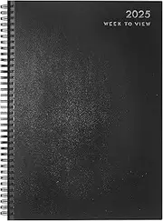 MantraRaj A5 2025 Spiral Bound Week To View Diary with Hardback Cover, Weekly Planner for Students, Teachers, Home, and Office Selection WTV Organizer | Academic Organiser | A5 Diaries (Black)