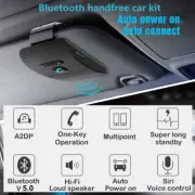 Bluetooth Car Kit Hands-Free Speakerphone, Dual Mic, Music, Voice Control, AUX