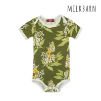 在飛比找momo購物網優惠-【Milkbarn】嬰兒 竹纖維包屁衣-短袖-綠底花(包屁衣