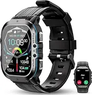 OUKITEL BT20 Military Smart Watch for Men,Fitness Tracker Smart Watches for Android/Phones,Bluetooth Call/Voice Assistant, Waterproof Rugged 1.96 Inch Touchscreen,100+ Sports Modes,24H Health Monitor