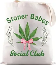 JNIAP Marijuana Weed Leaf Gift Stoner Babes Social Club Tote Bag Stoner Gift