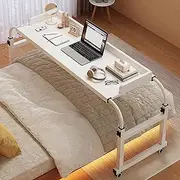 Overbed Table with Wheels, Care Table on Wheels, Height Adjustable Desk, PC Table Over Bed, Computer Desk, Mobile Laptop, Notebook Stand for Bedroom/Hospital(C)
