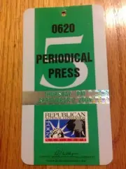 2004 Republican National Convention Periodical Press Credential George W. Bush