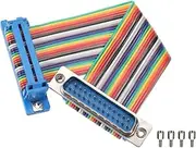uxcell IDC Rainbow Wire Flat Ribbon Cable DB25 Male to DB25 Female 3.9 Inch Length 2.54mm Pitch Breadboard Jumper Wires for Electronic Projects