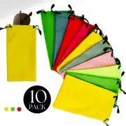 10-Pack Drawstring Sunglasses Microfiber Waterproof Cloth Soft Case Storage Bag