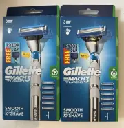 (2X PACK) Genuine Gillette Mach3 Turbo Razor 1 Handle + 6 Cartridges New Sealed