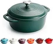 Cast Iron Round Pot 22 cm, 3 L 4.3 kg - Non-Stick Enamelled Casserole Pot for All Hobs (Green)