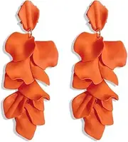 [Generic] Long Acrylic Rose Petal Earrings Dangle Exaggerated Flower Earrings Drop Statement Floral Tassel Earrings for Women