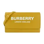 【BURBERRY 巴寶莉】經典LOGO皮革WOC手拿/斜背包(黃色)