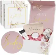 kiniu Bridesmaid Gift Boxes With Lids 3 Pack - Bridesmaid Proposal Box w/Floral