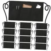 NOBONDO 12 Pack Waitress Aprons with 3 Pockets - Waist Aprons for Women Black