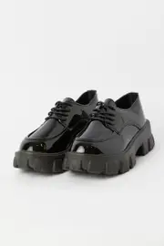 Black Chunky Sole Flat Loafer