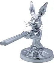 XDHLDULYK 1PCS Rabbit Gunslinger Hood Ornament, Metal Car Truck Hood Ornament Sculpture Vintage 3D Rabbit Decorative Emblem for Cars Trucks Chrome Handmade Cast Statue Decor with Mounting Screw Set