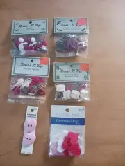 5 Packs Of Hearts Buttons Assorted. Dress It Up. 1 Extra Pack Nutcracker.