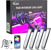 Yilaie Car LED Lights Interior, Music Sync RGB LED Interior Lights with APP Control, USB Under Dash Lighting Kit with Charger Dc 5v, Car Accessories for Women