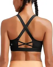 [RUNNING GIRL] Sports Bra for Women High Support,Molded Cup Strappy Running Sports Bras Workout Yoga Bra