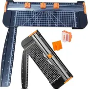 A4 Paper Cutter Paper Trimmer Portable Paper Slicer, 12 Inch Titanium Scrapbooking Tool with 3pcs Replacement Blades with Safeguard Side Ruler for Craft Paper, Coupon, Label and Cardstock