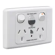 Clipsal ML2025RC10WE - MEDILEC RCD - Protected Twin Switch Socket Outlet, 10mA RCD - White