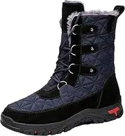 [Onewus] Men's Outdoor Casual Snow Boots - Lace-Up High-Top Hiking Boots with Fleece Lining, Durable and Warm High-Top Snow Boots
