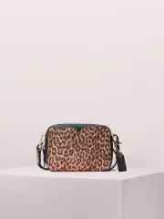 candid metallic leopard medium camera bag