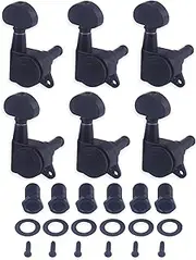 Rubatone Locking Guitar String Tuning Pegs Sealed Guitar Machine Heads Tuners Tuning Keys 6 In Line for Right Handed Electric Guitar or Acoustic Guitar Half Round Head Black.