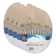 4x 13pc Art Boxd 30.5cm Wooden Paint Brushes Professional Painting Set w/Palette